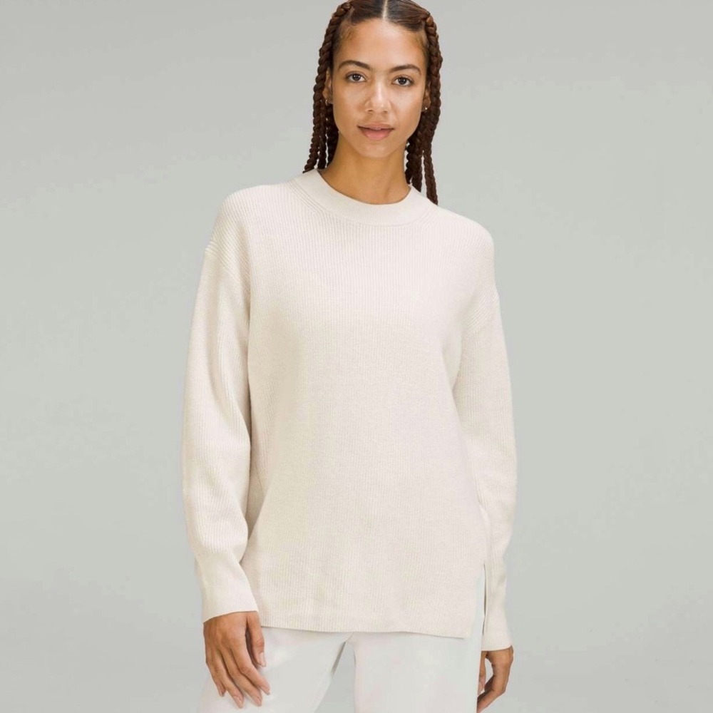 Lululemon | Merino Wool‎ Blend Ribbed Long Wrap Sweater White Opal Size 8